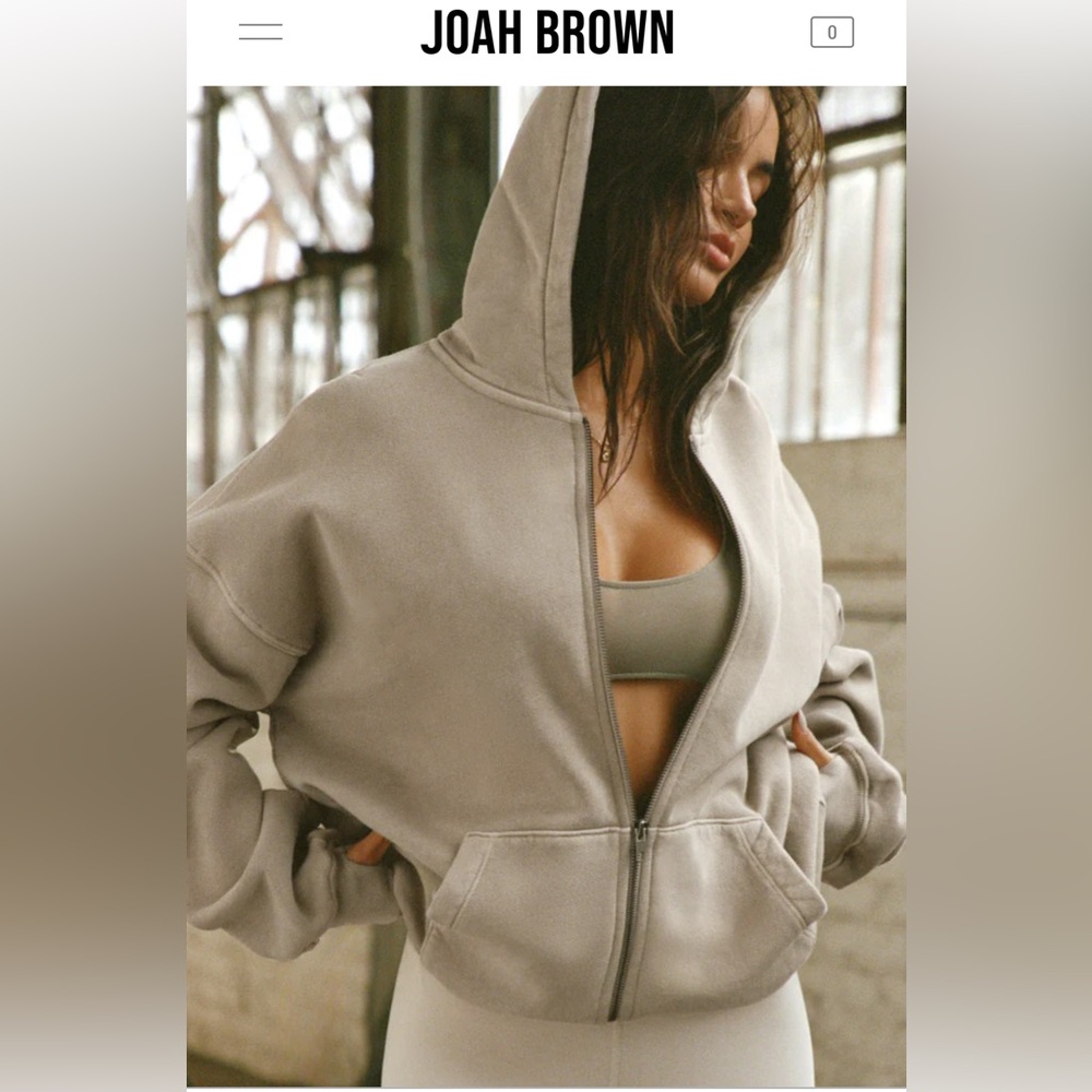 Joah Brown Taupe Zip-Up Hoodie